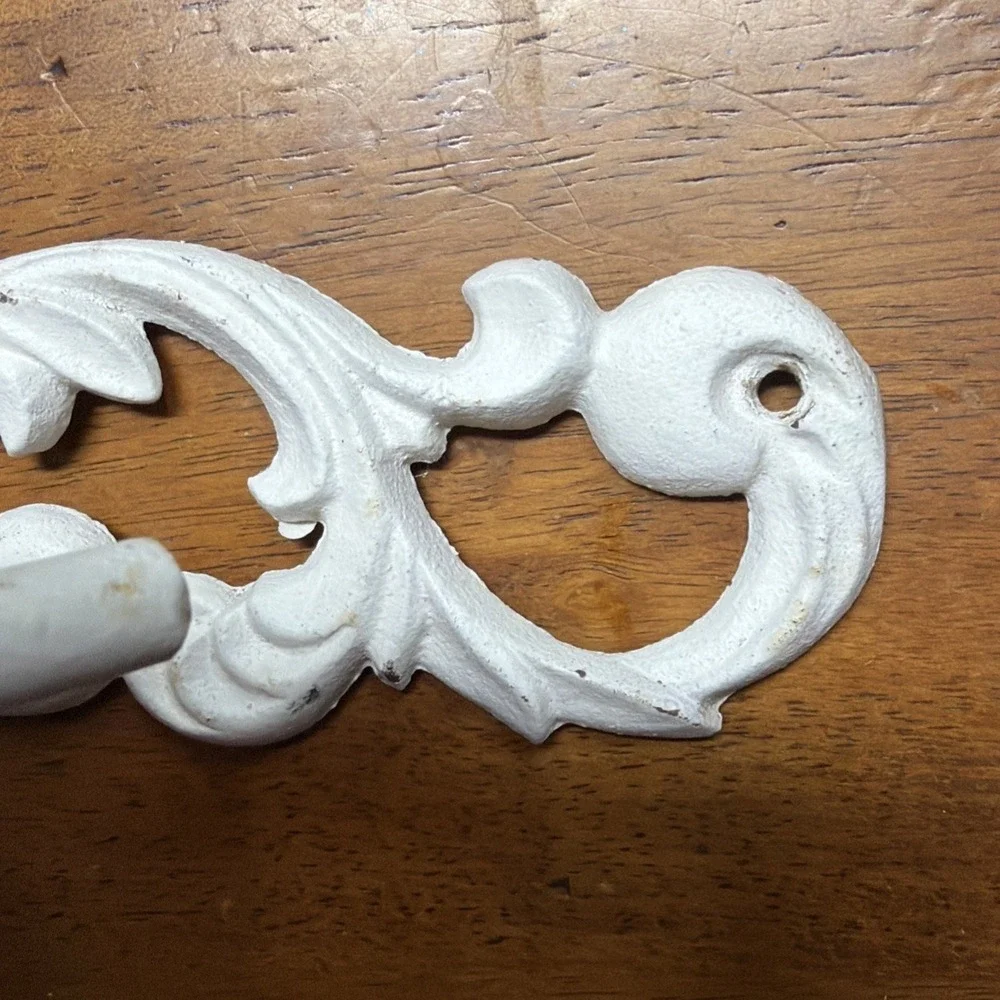 Iron Toilet Paper Holder, Decorative Bathroom Hardware, Shabby Chic White Bath